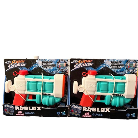 Hasbro Lot Of 2 NERF Super Soaker Roblox BIG Paintball Guass Water Blaster - Picture 1 of 10